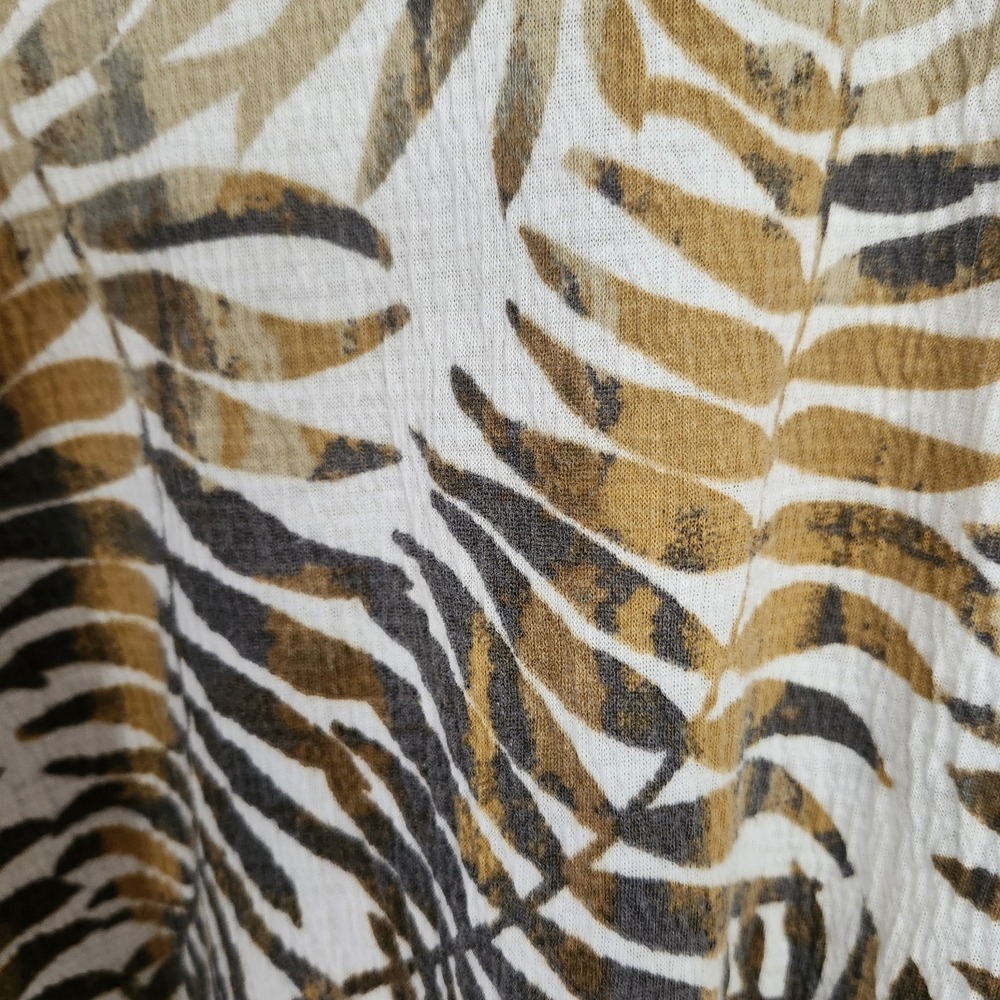 Denim & Co Beach Womens 3X Shirt Gauze Leaf Print Linen Blend Coastal Vacation - Picture 3 of 4
